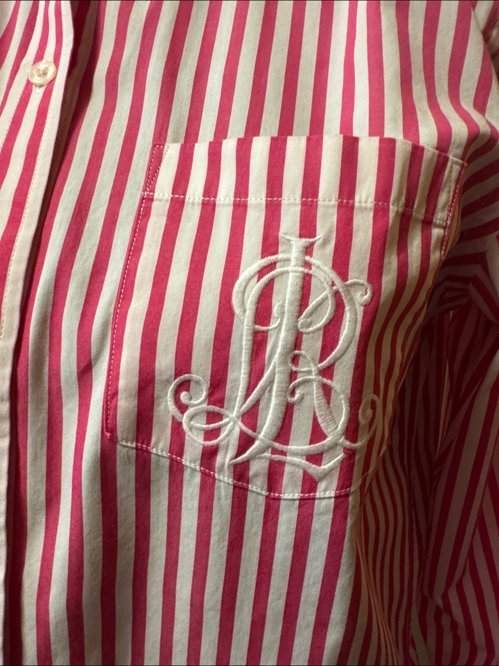 Ralph Lauren Pink & White Striped Button-Down Shirt - Picture 3 of 8